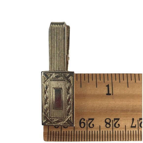 Vtg. Gold Tone Tie Clip Bar Men's Engrave Ready Monogram MCM Ornate Estate - Picture 5 of 5